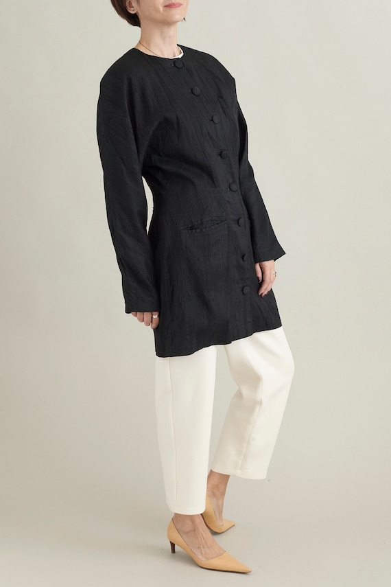 Vintage Silk Blazer for Women Size S-M | Black Si… - image 7