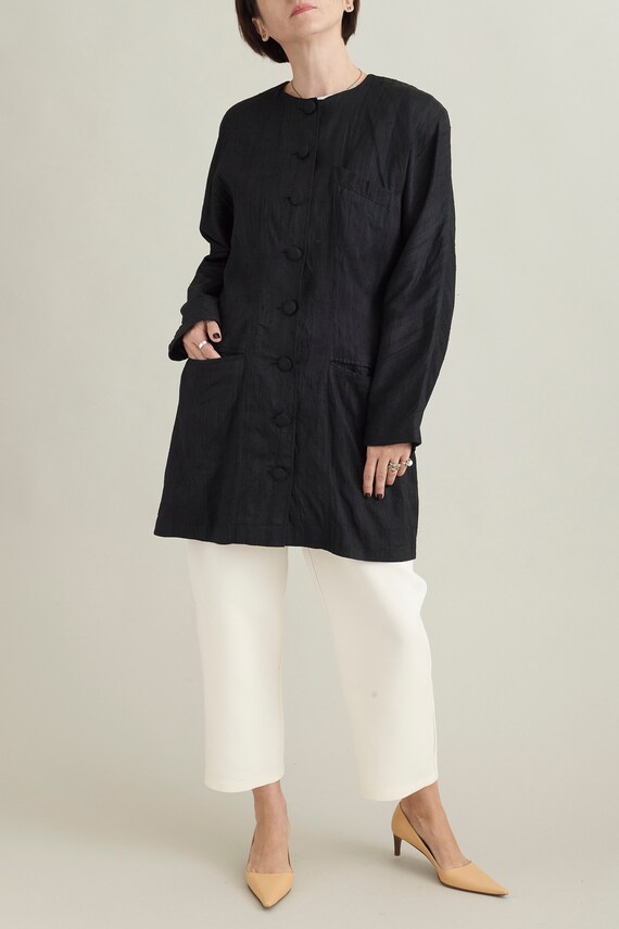 Vintage Silk Blazer for Women Size S-M | Black Si… - image 4