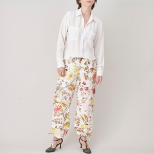 Vintage Silk Pants for Women Size S - M | Floral Print Silk Cargo Pants FTV1661