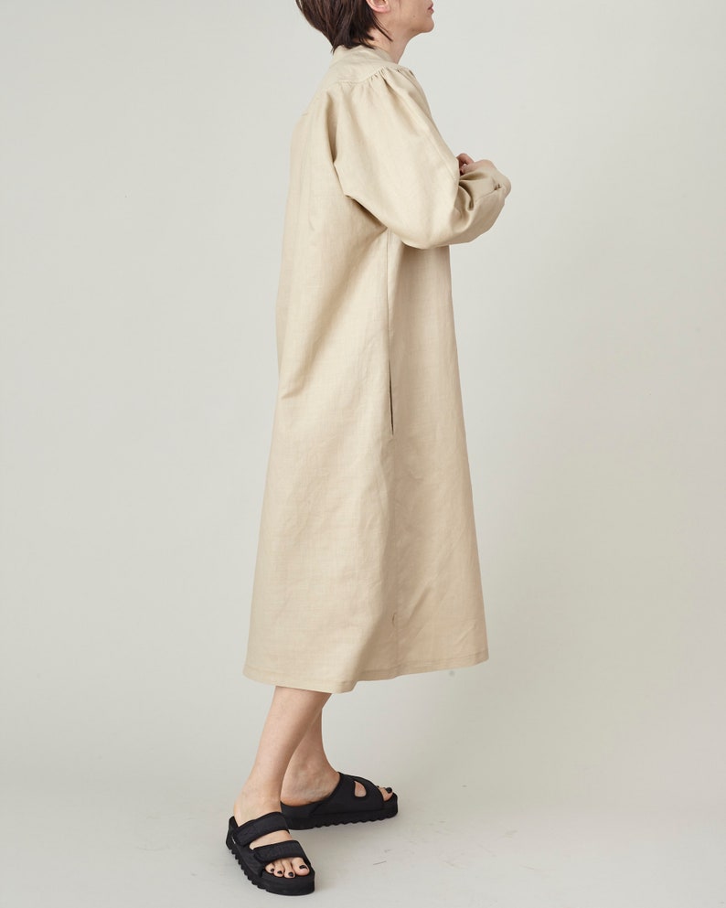 Linen Shift Dress for Women Long Sleeve, Minimalist Summer Dress with Oversized Fit, Available in More Colors image 6