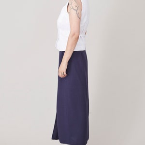 Vintage Linen Wrap Skirt for Women Size XS Navy Long Wrap Linen Skirt FTV1444 image 4