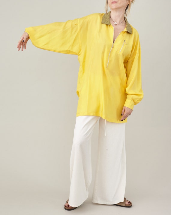 Vintage 90's Pure Silk Oversized Blouse: Casual Y… - image 2