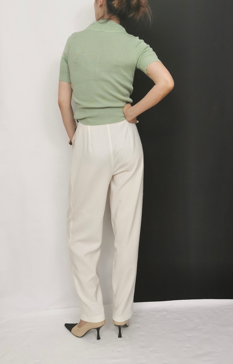 White Wool Pants for Women Size XS S M L White Pleated Etsy