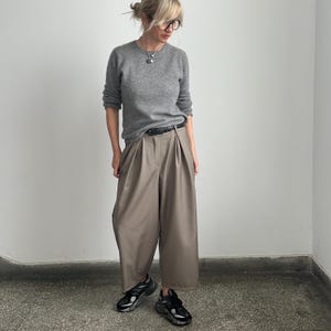 Barrel Leg 100% Wool Pants for Women | Custom Size Tailored Trousers for Spring and Fall