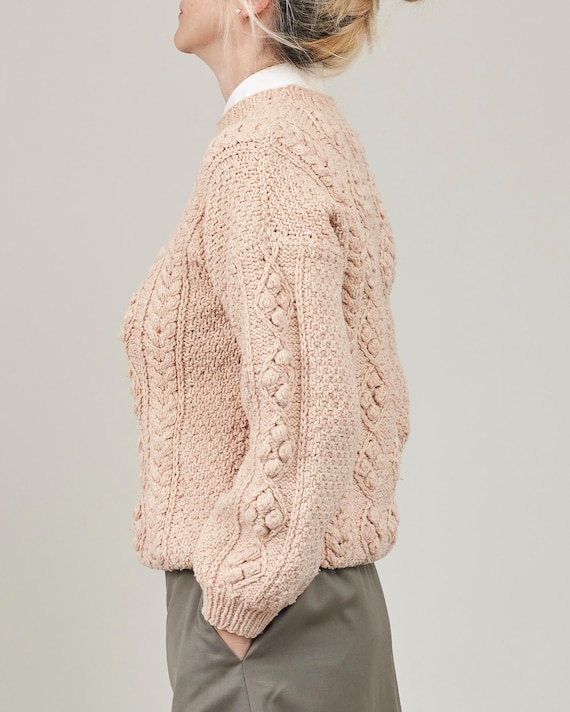 Pull en laine vintage tricoté à la main pull en tricot torsadé