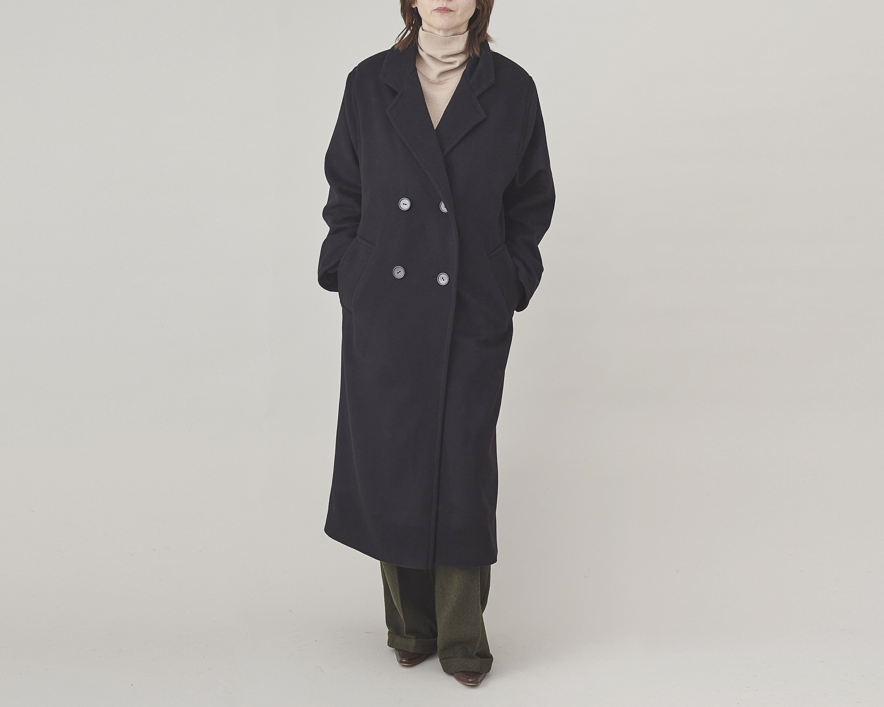 100% Cashmere Overcoat for Women | Oversized Straight Cut, Black, Long Winter Coat FTN82