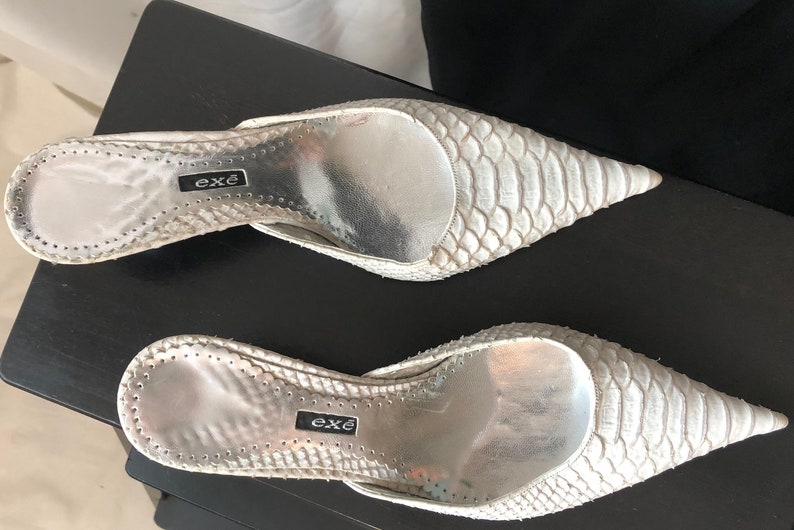 white pointed mule