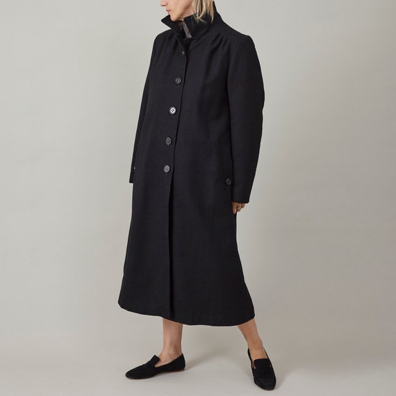 Vintage Black Wool Overcoat: Classic A-line Women's Size S - Etsy
