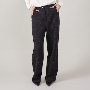 Black Wool Slacks for Women Winter Pants with Loose Fit and Straight Cut Warm Thick Lined Trousers with Mannish Style image 1