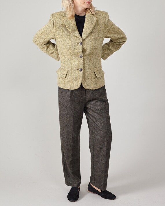 Vintage Max Mara Wool Blazer | Olive Plaid Single… - image 9