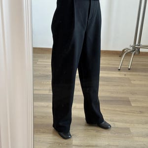 SAMPLE SALE Black Wool Pants for Women, Pleated High Waist, Tapered Cut Business Tailored Trousers for Spring, Fall, Winter