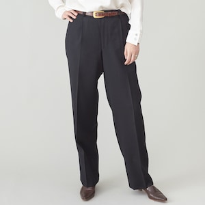 Vintage Black Wool Pants for Women, Waist 33 Inch | Tapered Tailored Trousers with Pleats for Fall - Spring FTV1758
