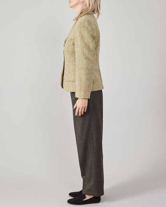 Vintage Max Mara Wool Blazer | Olive Plaid Single… - image 8