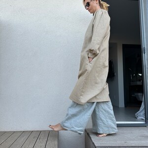 Linen Shift Dress for Women Long Sleeve, Minimalist Summer Dress with Oversized Fit, Available in More Colors image 5