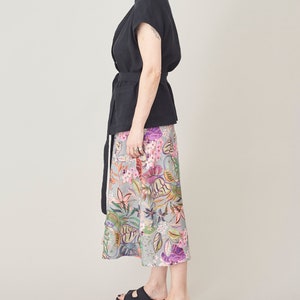 Floral Linen Skirt For Women A-Line Linen Skirt with Pockets Colourful Linen Skirt with Pockets FTN74_111LIN image 5