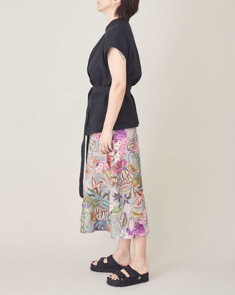 Floral Linen Skirt For Women A-Line Linen Skirt with Pockets Colourful Linen Skirt with Pockets FTN74_111LIN image 5