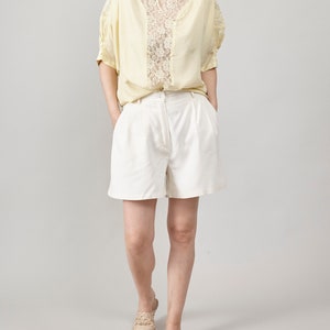 Vintage Butter Yellow Silk Blouse, Lace Detail, Oversized Fit, Women's S-L, Perfect for Summer and Daily Chic image 4