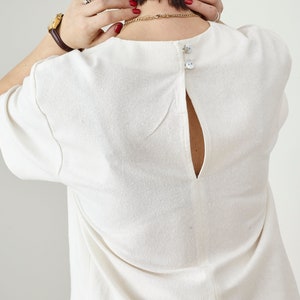 Raw Silk Short Sleeve Top for Women White Silk Summer Blouse Custom Silk T-Shirt image 9