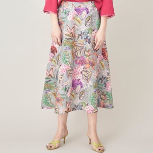 Floral Linen Skirt For Women A-Line Linen Skirt with Pockets Colourful Linen Skirt with Pockets FTN74_111LIN image 6