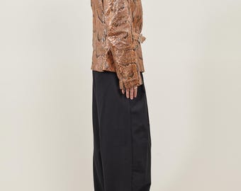 Veste Bomber Vintage Unisexe - 100% Soie - Imprimé Peau De Serpent - Taille M/L