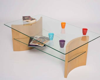 Table basse bois et verre