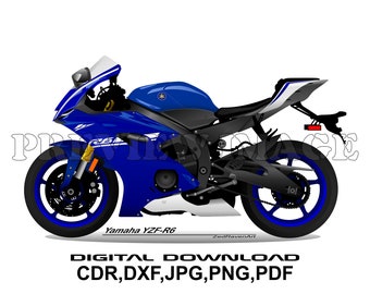 Yamaha YZF R1 - Motorcycle Motorbike Vector Graphic Digital Artwork ...