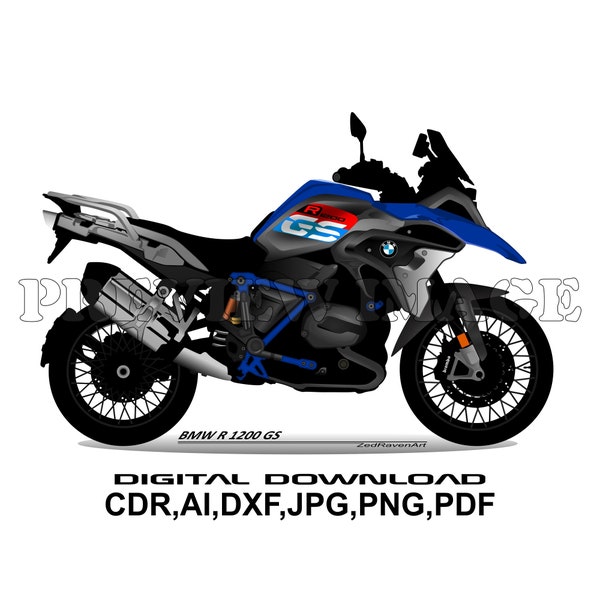 BMW R 1200 GS - Motorcycle Motorbike Vector Graphic Digital Artwork - Uitgebreid silhouet - Digitale download