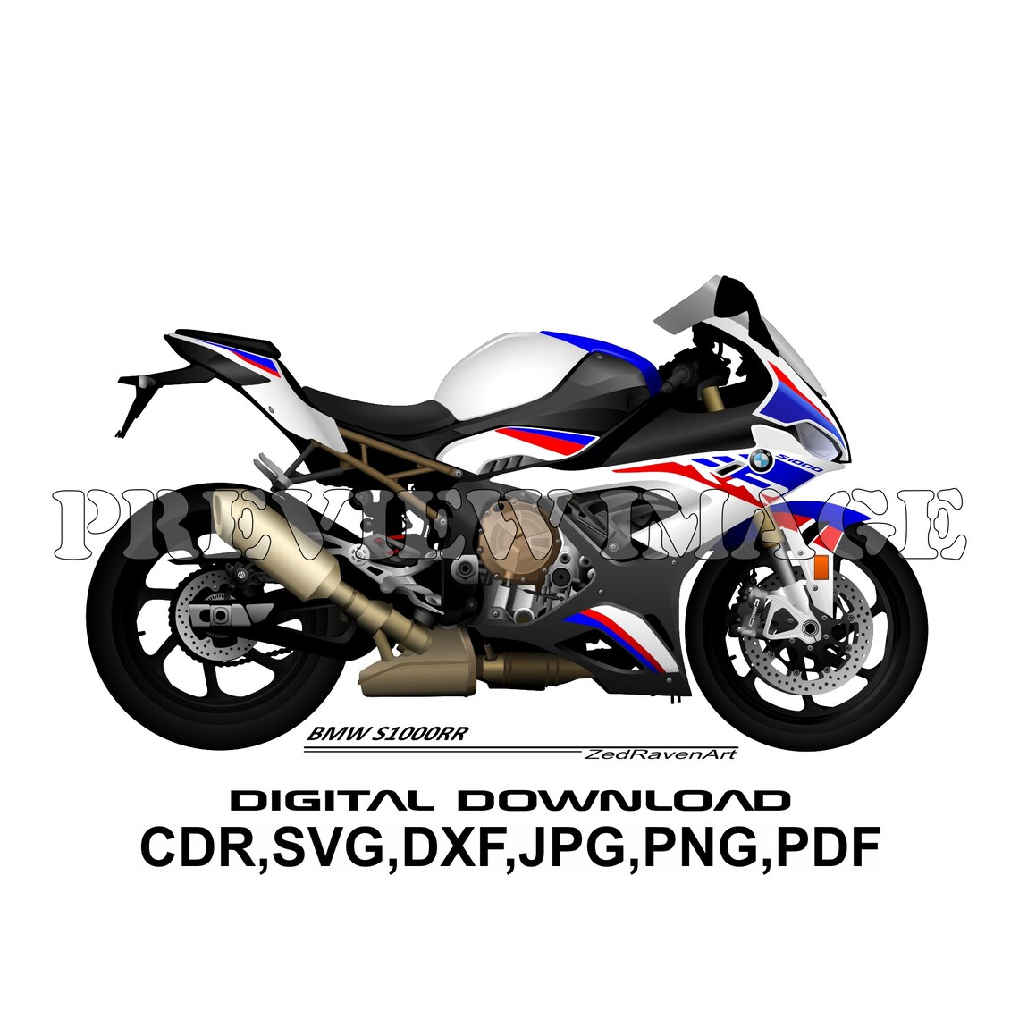 BMW S1000RR Motorcycle Motorbike Vector Graphic Digital - Etsy