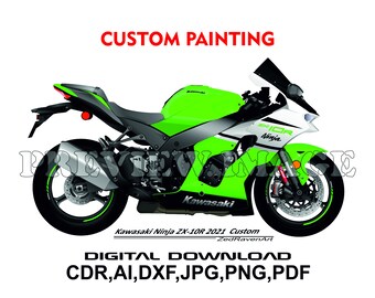 大人気新品をすべて 2021 - ZX-10R Ninja Kawasaki Motorcycle Vector Motorbike 絵画