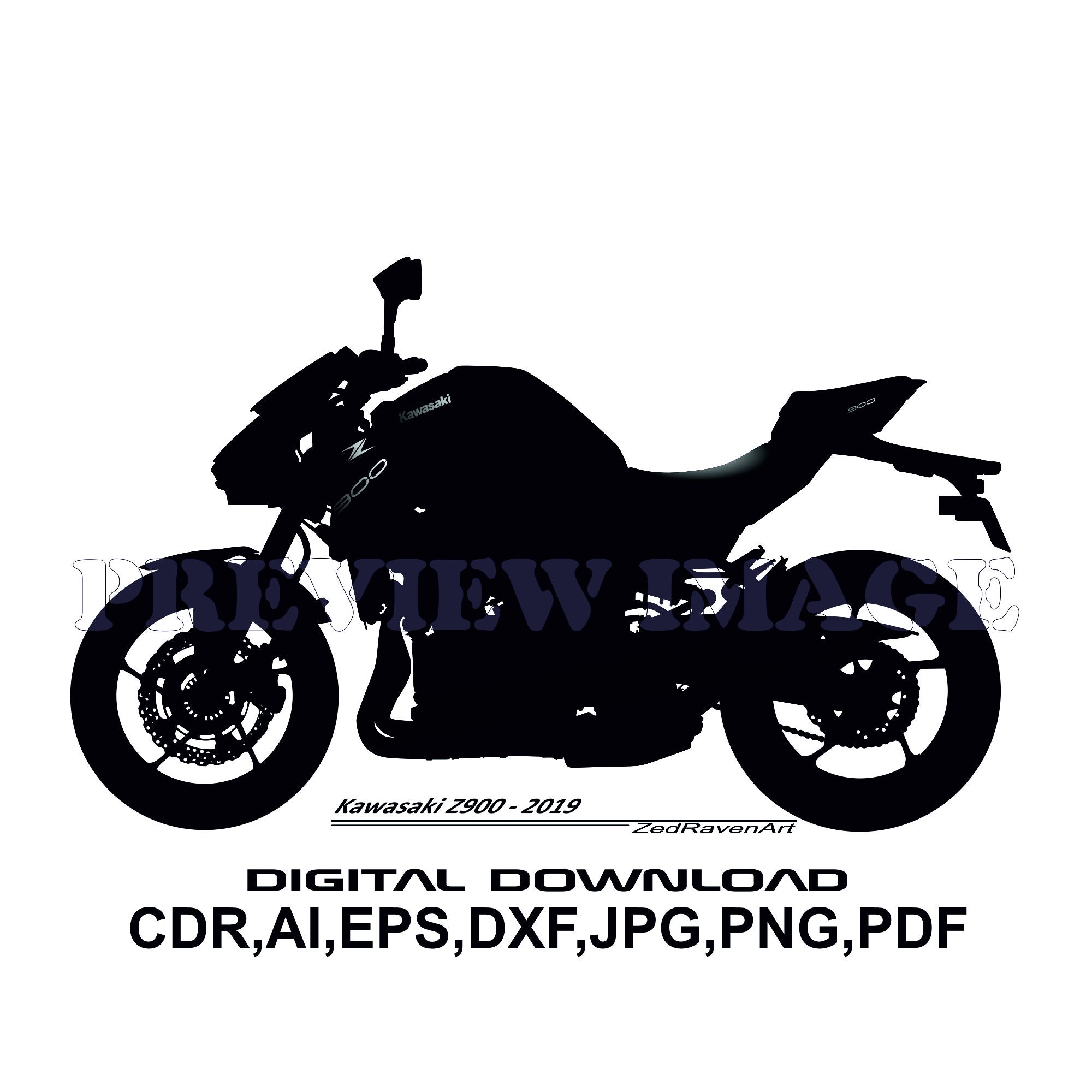 Kawasaki Z900 2019 Motorcycle Motorbike Vector Graphic Digital