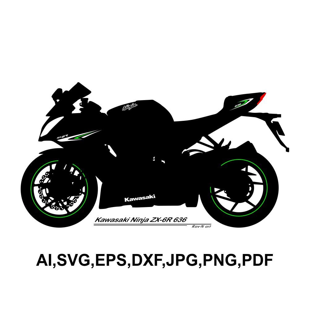 Download Kawasaki Ninja ZX 6R 636 Motorcycle Motorbike Vector Laser | Etsy