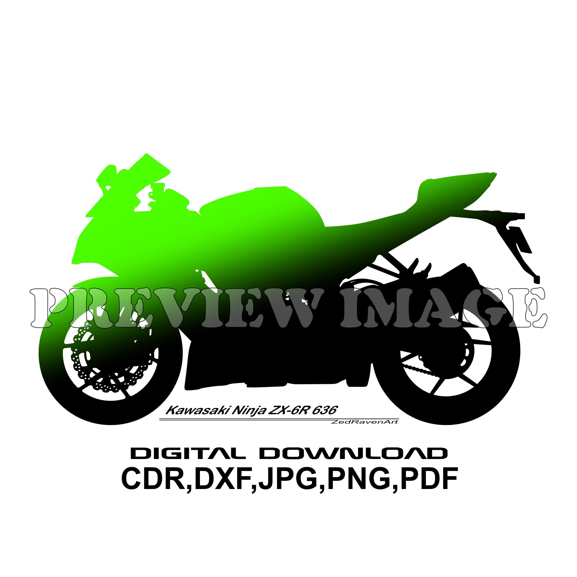 送料無料 ギフト Kawasaki Ninja ZX 6R 636 - Motorcycle Motorbike Vector 絵画