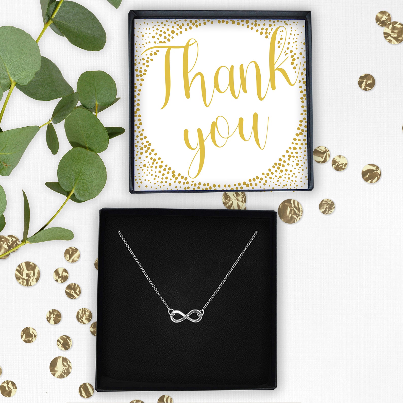 Infinity Necklace Thank You Sterling Silver Present Gift Etsy