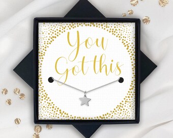 You Got This Good Luck Gift - Sterling Silver Lucky Star Necklace - Ladies Jewellery Boxed - Motivational Encouragement Quote - For Friend