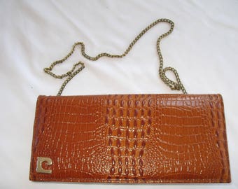 Vintage Slim Tan Leather Clutch-bag