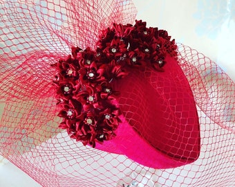 Romantic Heart-shaped Hat, Cocktails, Wedding, Party, Gift, Bride