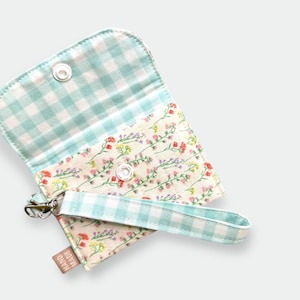 Mini billetera con broche de presión con diseño floral: billetera con tarjetero y correa para la muñeca, idea de regalo perfecta, billetera elegante y práctica con correa para la muñeca