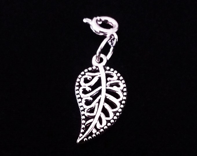 Filigree Leaf Charm Antique Silver 2 Sided Antique Silver Bracelet Charms Necklace Pendant Jewelry Supplies Craft Projects Zipper Pulls