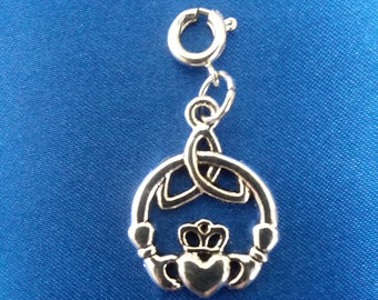 Irish Claddagh Heart Charm Antique Silver Celtic Knot Heart Bracelet Charms Necklace Pendant Jewelry Supplies Craft Projects Earrings