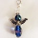 Blue Glass Guardian Angel Charm Bracelet Charms Necklace Pendant Jewelry Supplies Craft Projects Earrings Glass Bead Antique Silver Wings