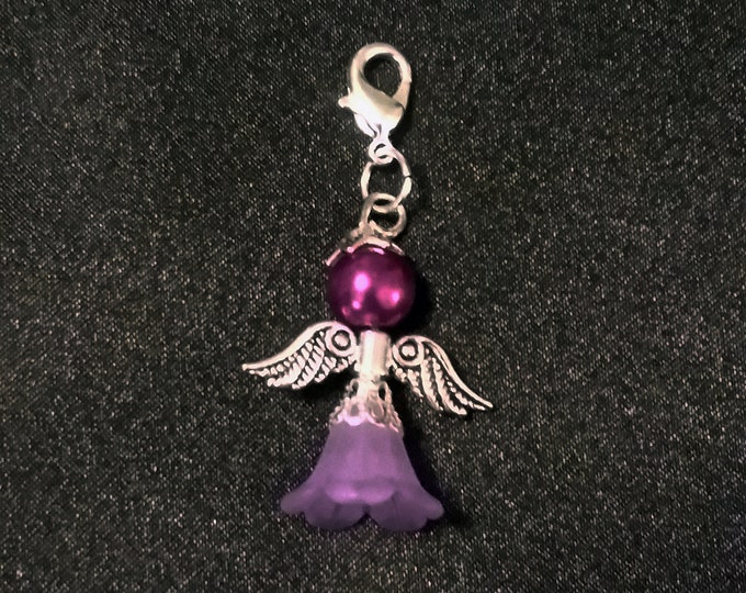 Purple Guardian Angel Charm Bracelet Charms Necklace Pendant Jewelry Supplies Craft Projects Earrings