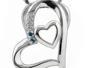 Blue Diamond 925 Sterling Silver Heart Pendant (Chain Not Included) Necklace Pendant