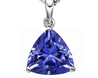 0.43 Carat Tanzanite 10K Solid White Gold Necklace Pendant Trillion Cut Jewelry Gemstone (Necklace Chain not Included)