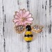 2 Honey Bee & Pink Daisy Flower Charm Antique Silver Rhinestones Enamel Bracelet Charms Necklace Jewelry Supplies Craft Projects Earrings