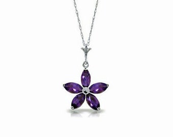 Solid Sterling Silver Rose Flower Pendant Necklace 1 inch Length with Three Gemstone Centerpieces