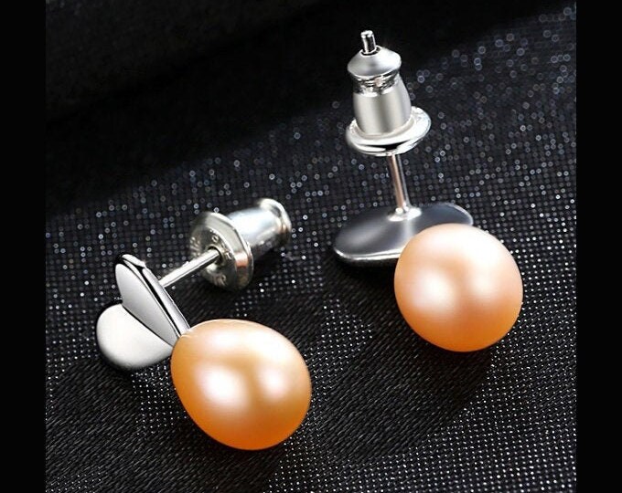 Freshwater Pearl Sterling Silver Stud Earrings 925 Gemstone Statement Jewelry Earring Wedding Bride