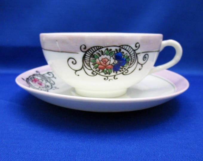Vintage Teacup Egg Shell Porcelain Rose Filigree Tea Cup and Saucer Hand Painted Made in Japan, Blossom English Tea Party