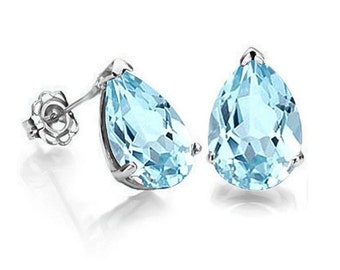 1 Ct Sky Blue Topaz Earrings 14 Kt Solid White Gold Estate Jewelry Stud Earring