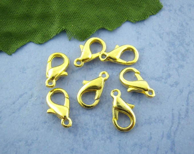 20 Pack 12mm Lobster Claw Clasp Gold Plated Clasps Great for Jewelry Making Supplies & Craft Projects Charms Bracelet Charm