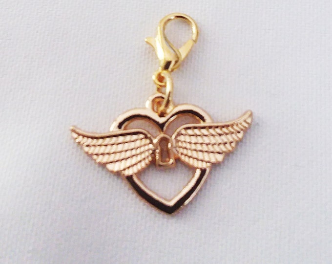 Winged Heart Charm Gold Plated Wing Heart Bracelet Charms Necklace Pendant Jewelry Supplies Craft Projects Earrings